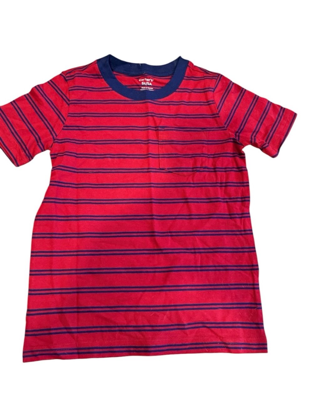 Carter’s Boys Striped Pocket Tee NWT – Red &Navy Short Sleeve Shirt